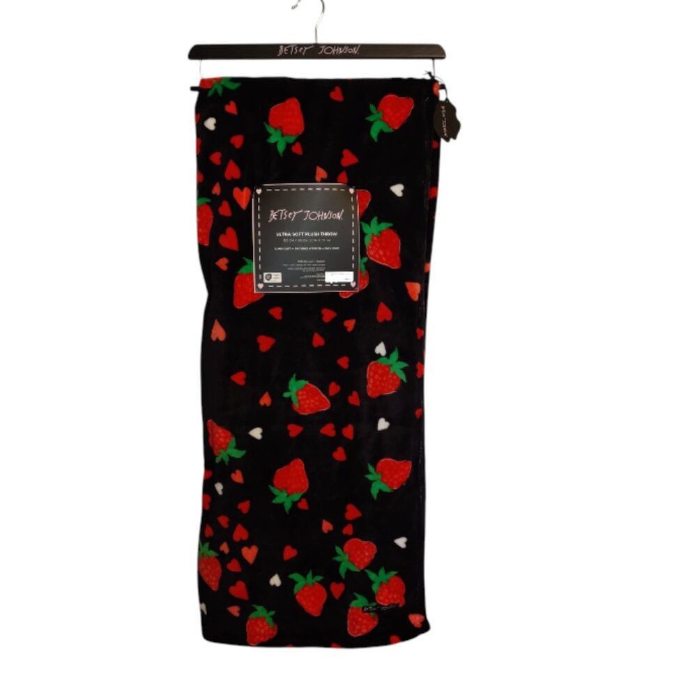 Betsey Johnson Strawberry & Heart Ultra Soft Plush Throw